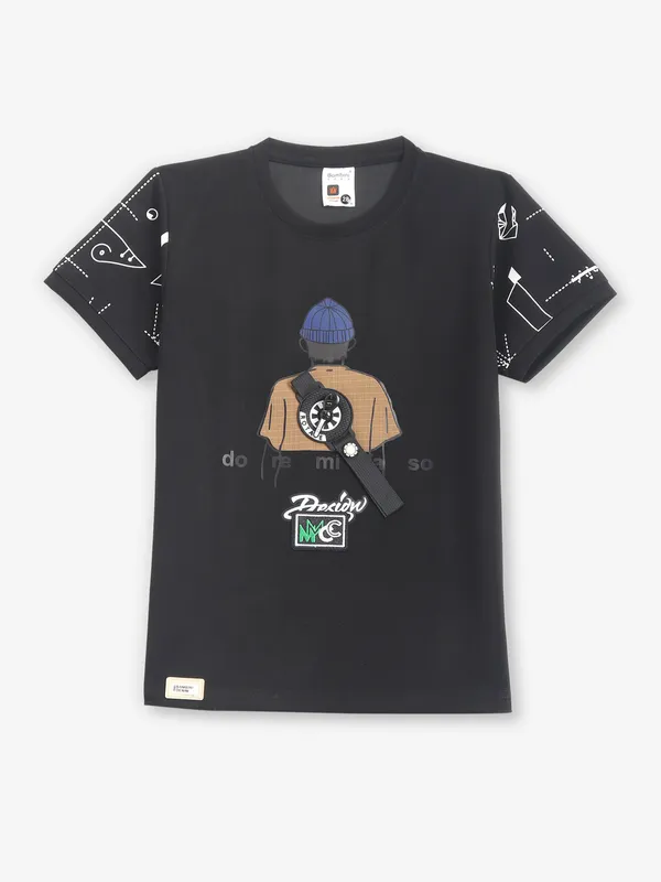 BAMBINI black half sleeve t-shirt