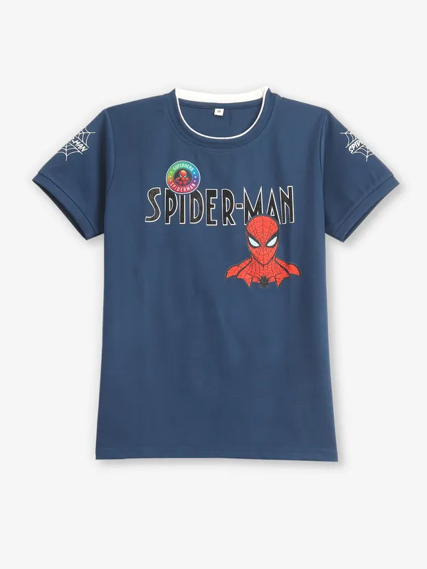 BAMBINI dark blue cotton printed t-shirt