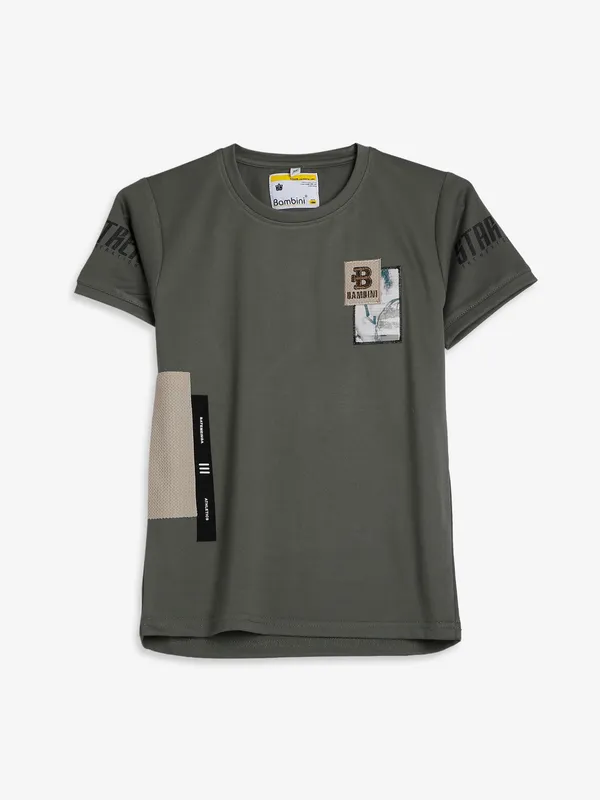 Bambini dark olive cotton t-shirt