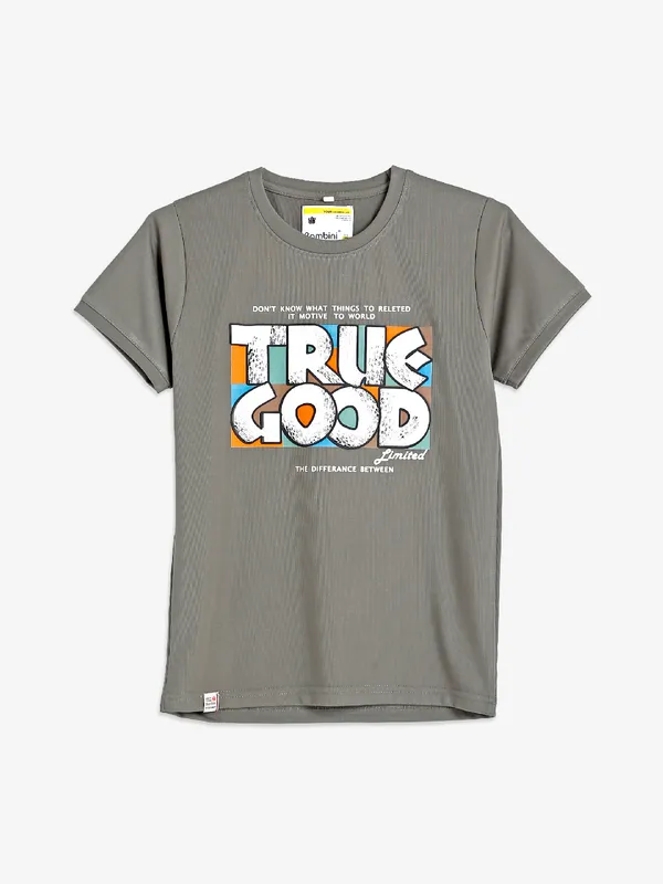 Bambini grey cotton printed t-shirt