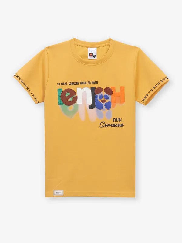 BAMBINI mustard yellow cotton t-shirt