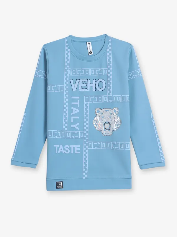 BAMBINI sky blue printed cotton t-shirt