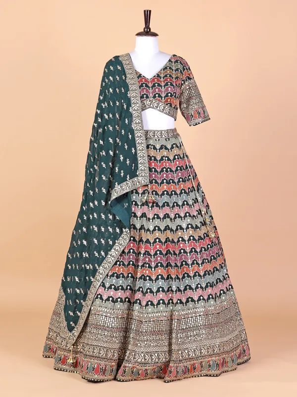 Beautifu dark green designer lehenga choli
