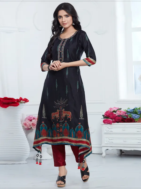 Beautiful black digital printed kurti