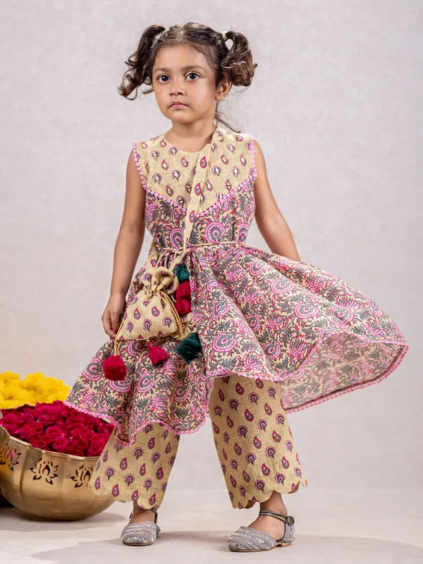 Beautiful cream and pink salwar suit for girls
