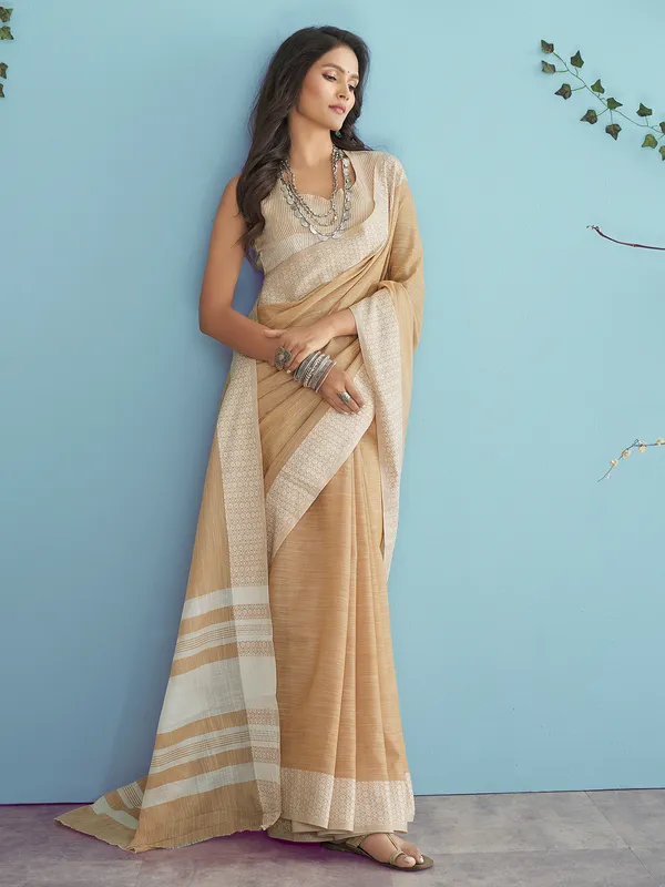 Beautiful cream linen saree