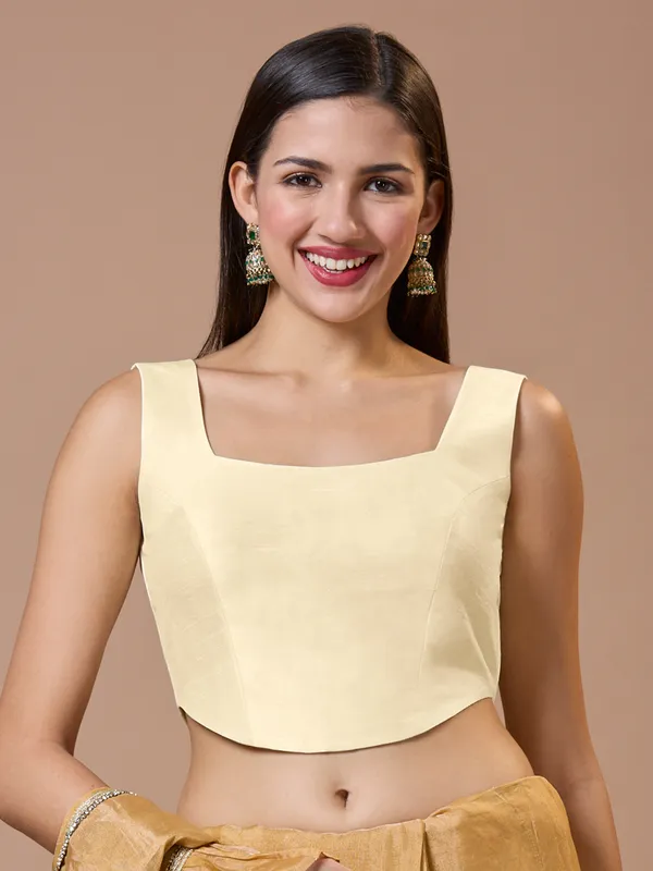 Beautiful Cream silk ready made blouse