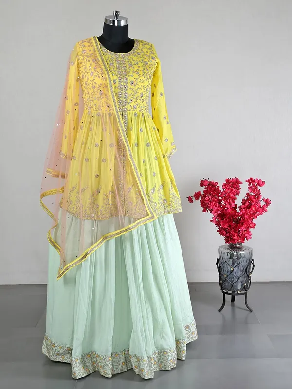 Beautiful georgette yellow wedding lehenga choli