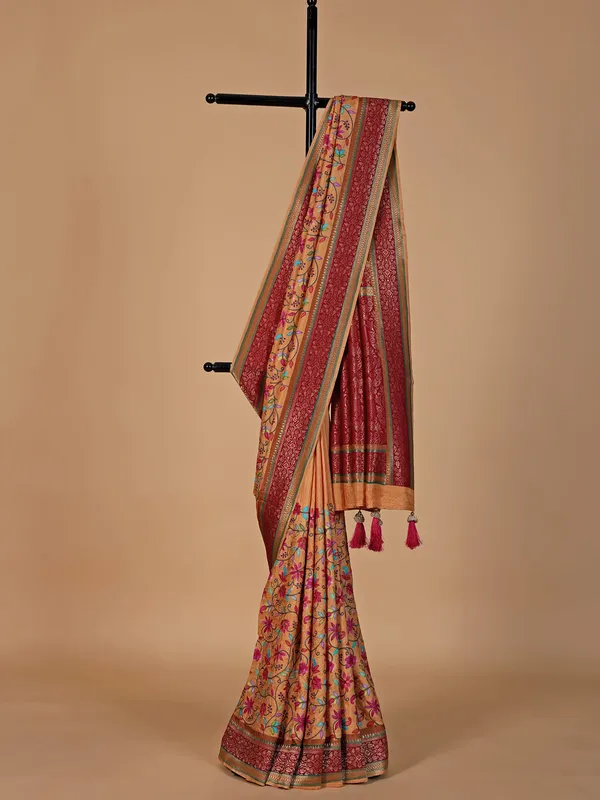 Beautiful golden silk saree for festive