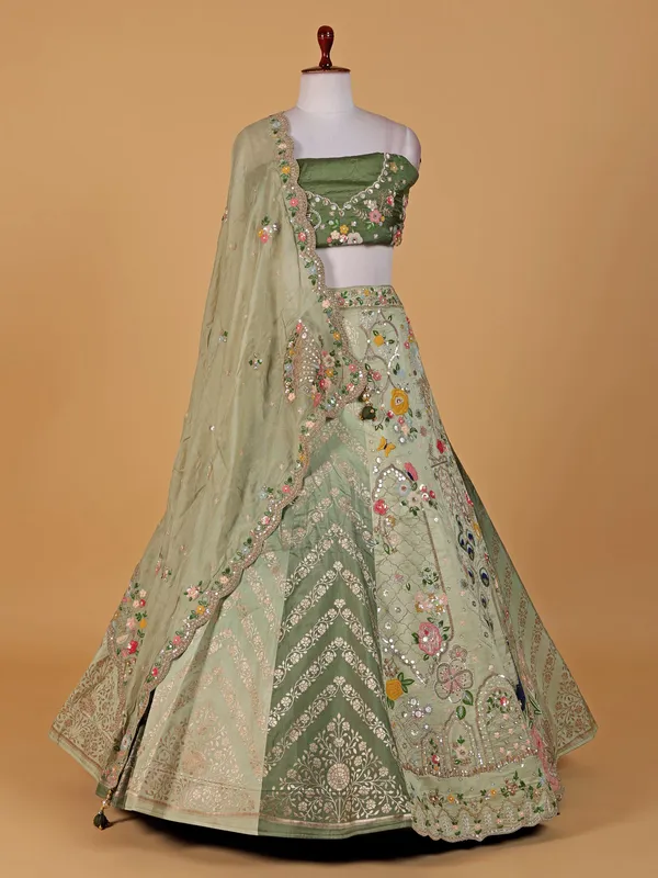 Beautiful green silk lehenga choli