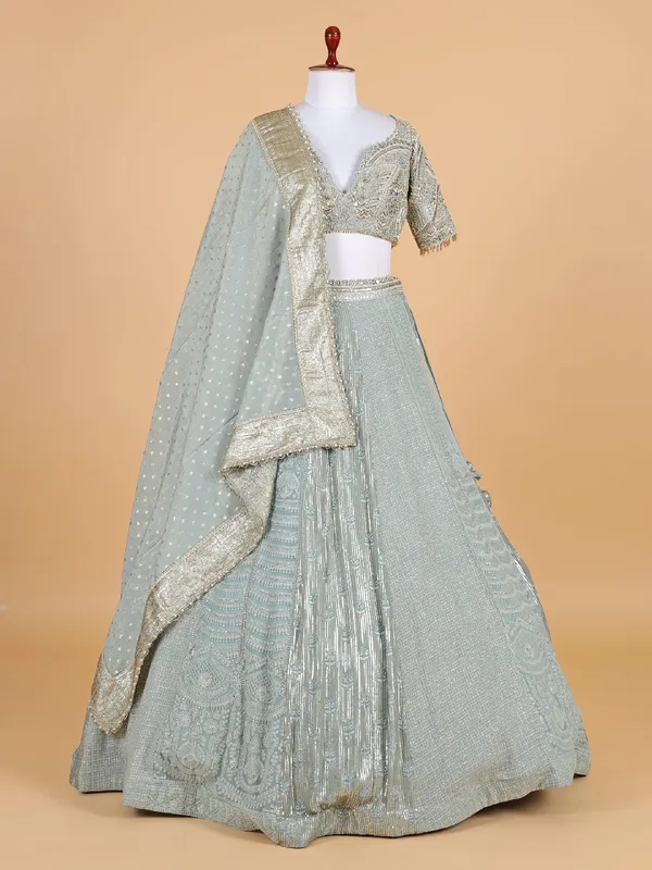 Beautiful ice blue georgette lehenga choli