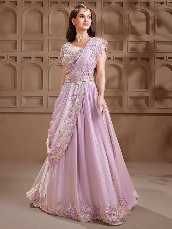 Beautiful lavender chiffon lehenga choli