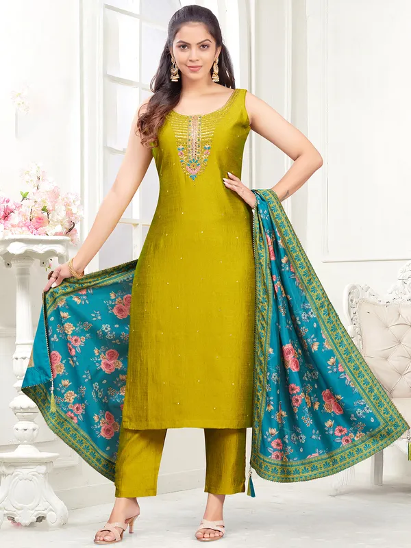 Beautiful light green silk salwar suit