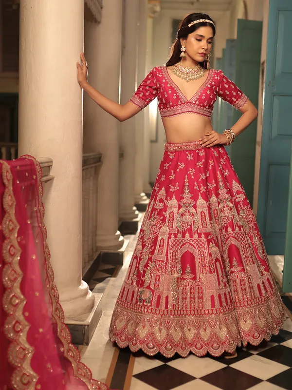 Beautiful magenta lehenga choli with dupatta