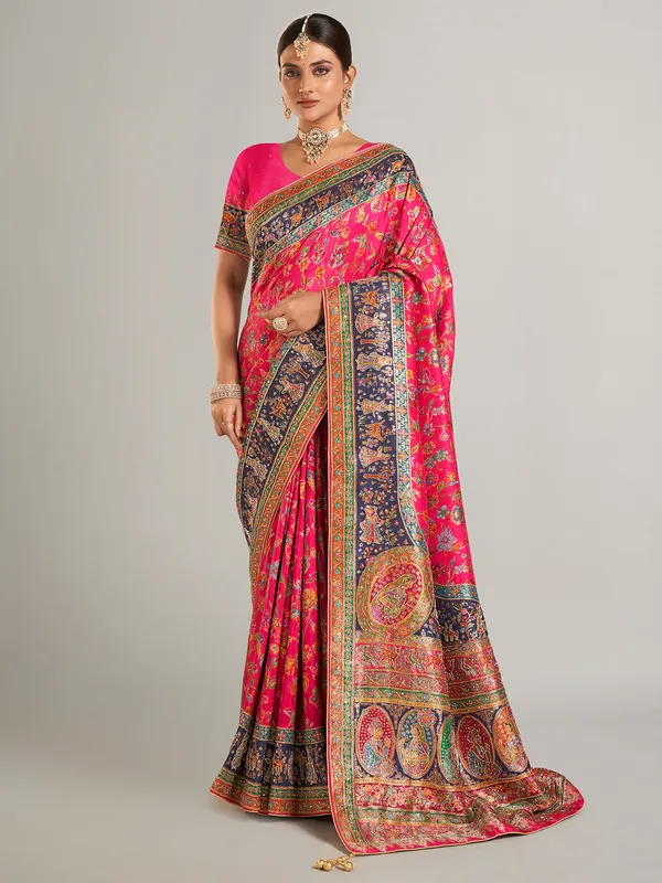 Beautiful magenta pashmina silk saree