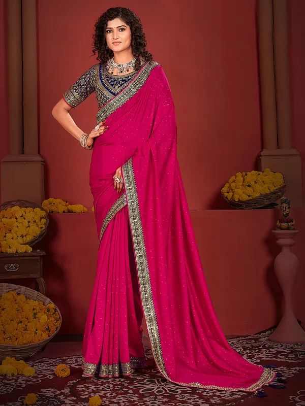 Beautiful magenta saree in silk