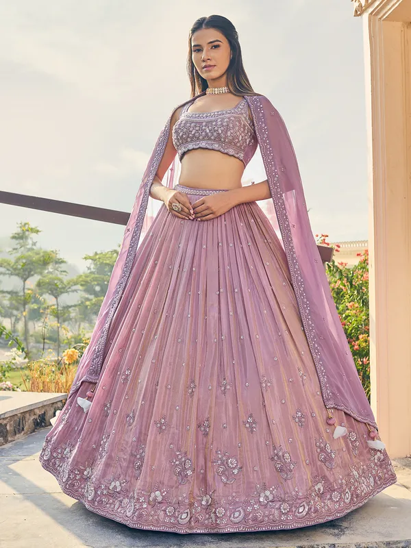 Beautiful mauve pink silk lehenga choli