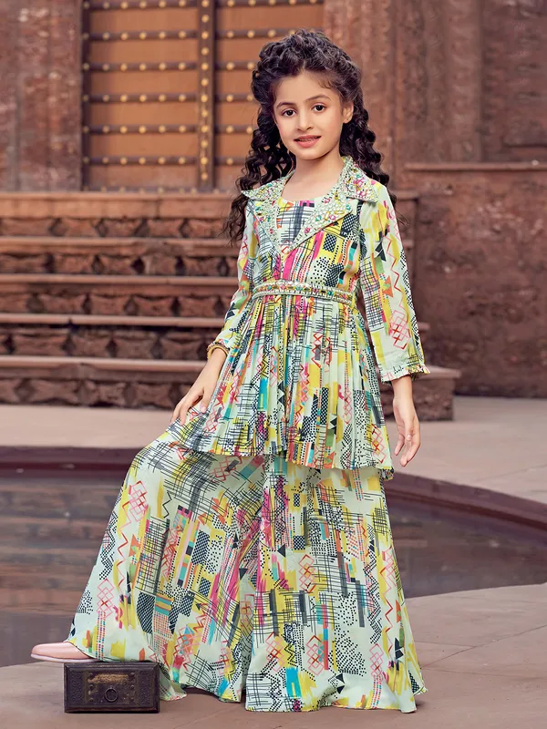 Beautiful multi color printed palazzo suit