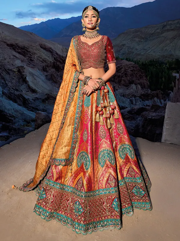 Beautiful multi color unstitched lehenga choli