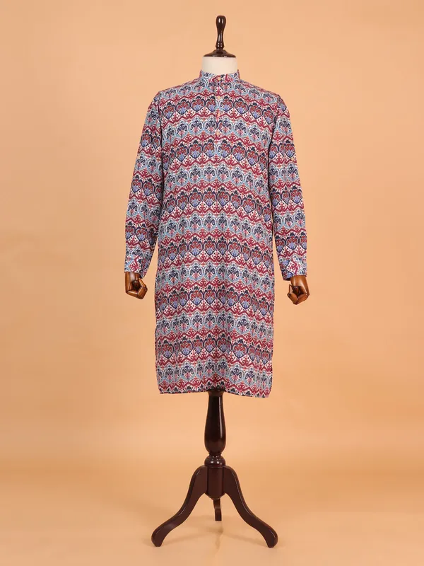 Beautiful multicolor printed cotton kurta for men
