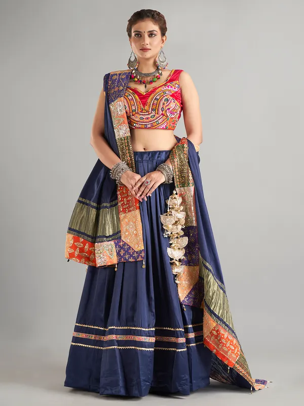 Beautiful navy silk lehenga choli