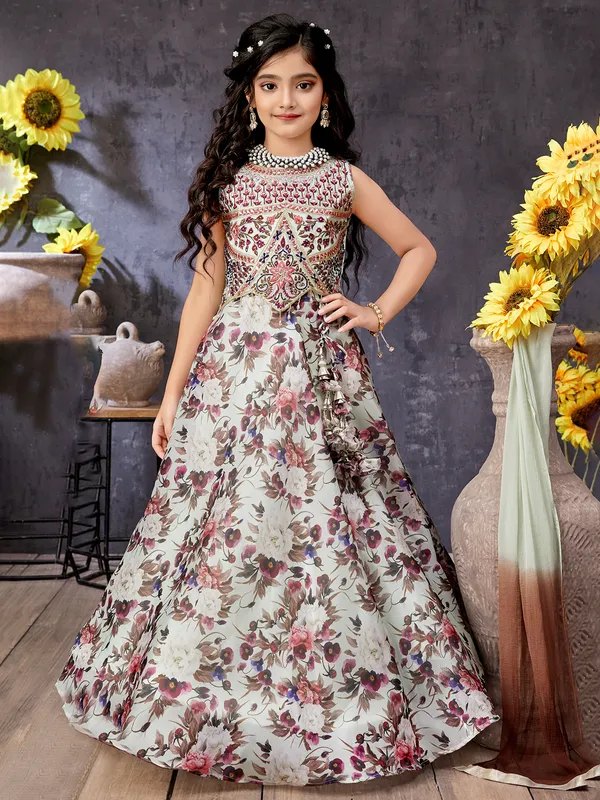 Elevated pista green girls lahenga choli