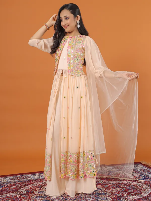 Beautiful peach georgette palazzo set