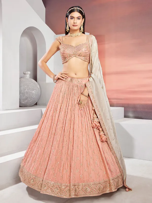 Beautiful peach lehenga choli for wedding