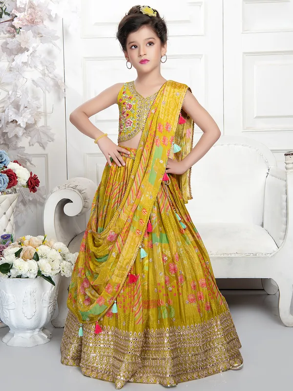 Beautiful printed yellow lehenga choli