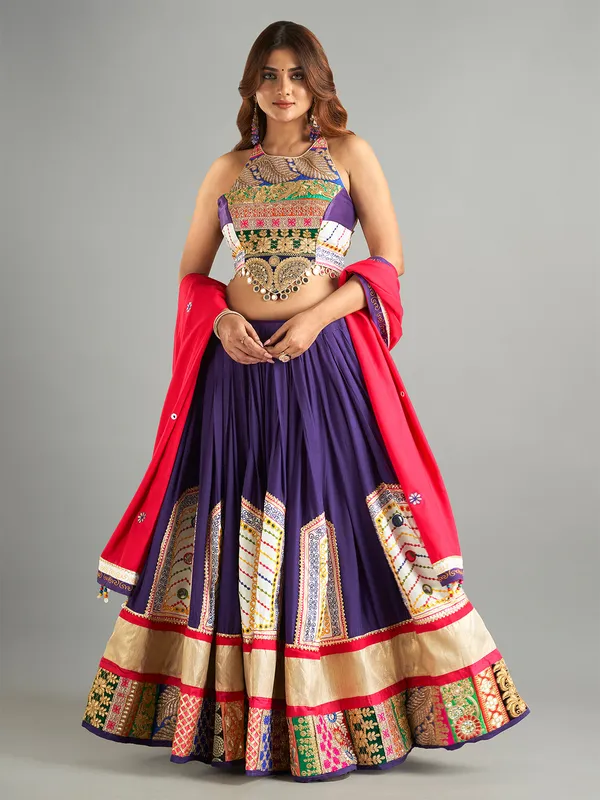 Beautiful purple cotton chaniya choli