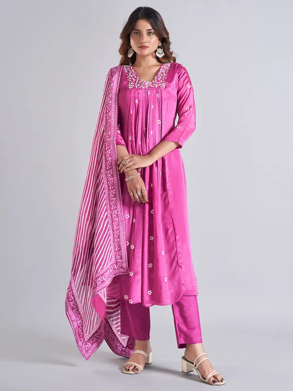Beautiful rani color georgette salwar suit