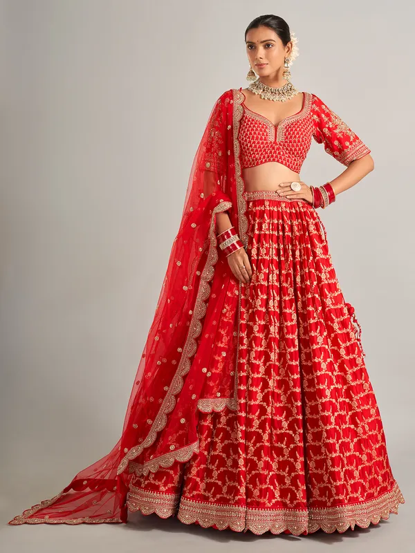 Beautiful red silk lahenga choli