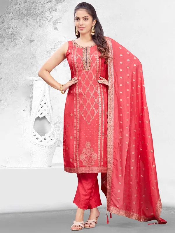 Beautiful red silk salwar suit