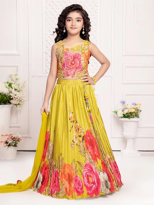 Beautiful silk lehenga choli in mustard yellow