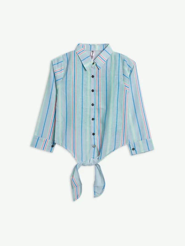 Bee&Honey light green and blue stripe shirt