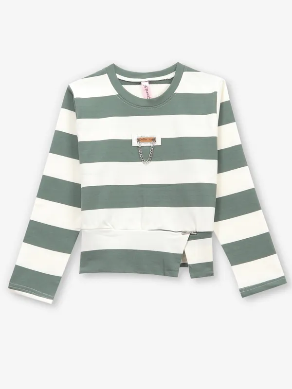 BEE & HONEY green stripe cotton top