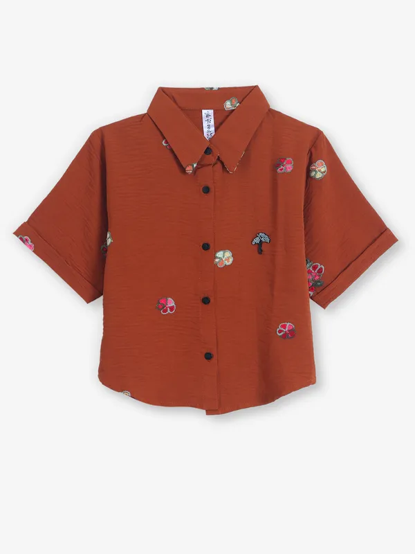 BEE HONEY brown silk shirt