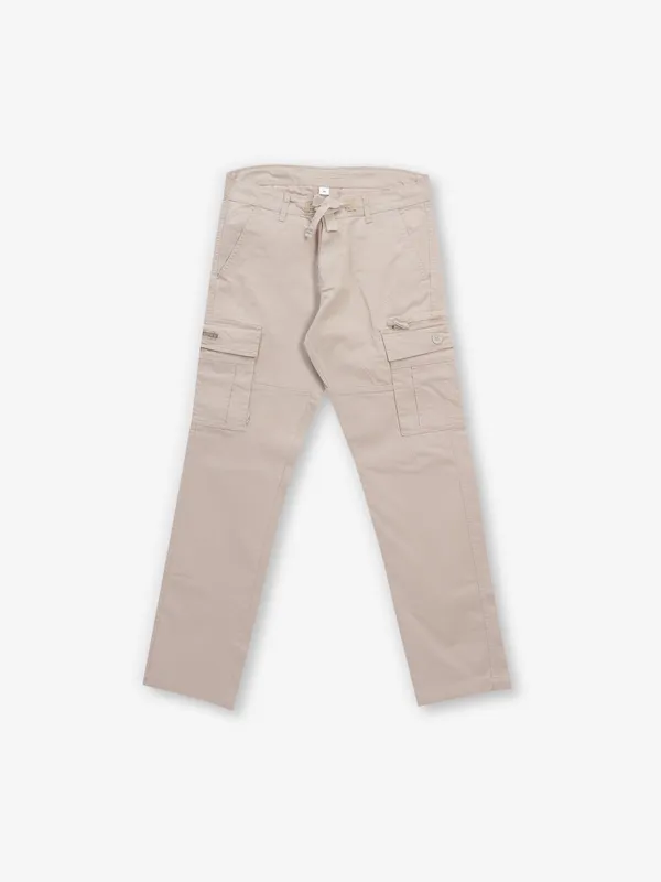 BEEVEE beige solid cargo fit jeans