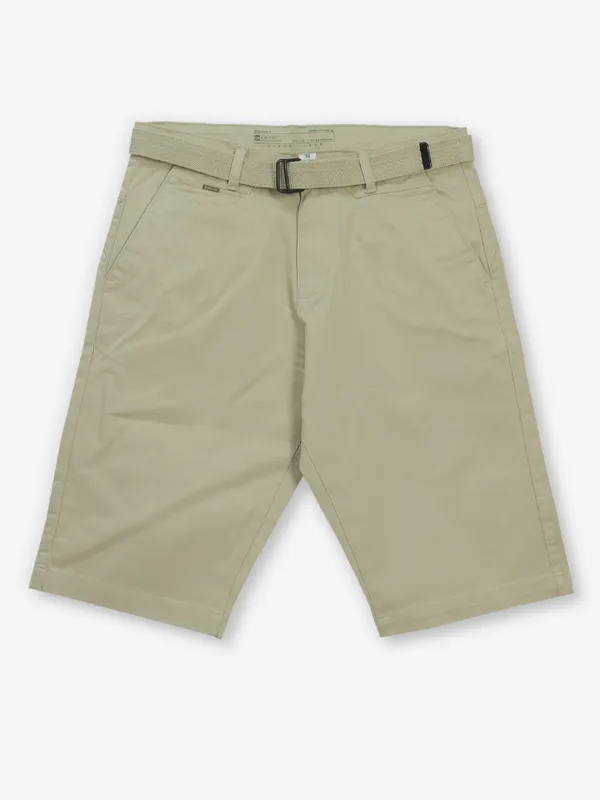 BEEVEE beige solid cotton shorts for men