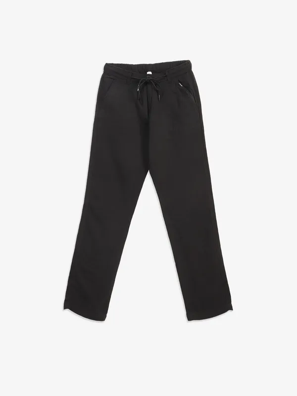 BEEVEE black solid cotton track pant