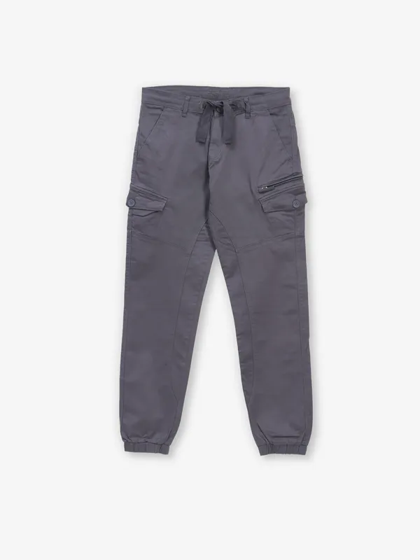 BEEVEE grey solid cotton track pant