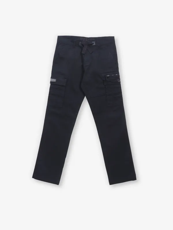 BEEVEE navy solid cargo fit jeans