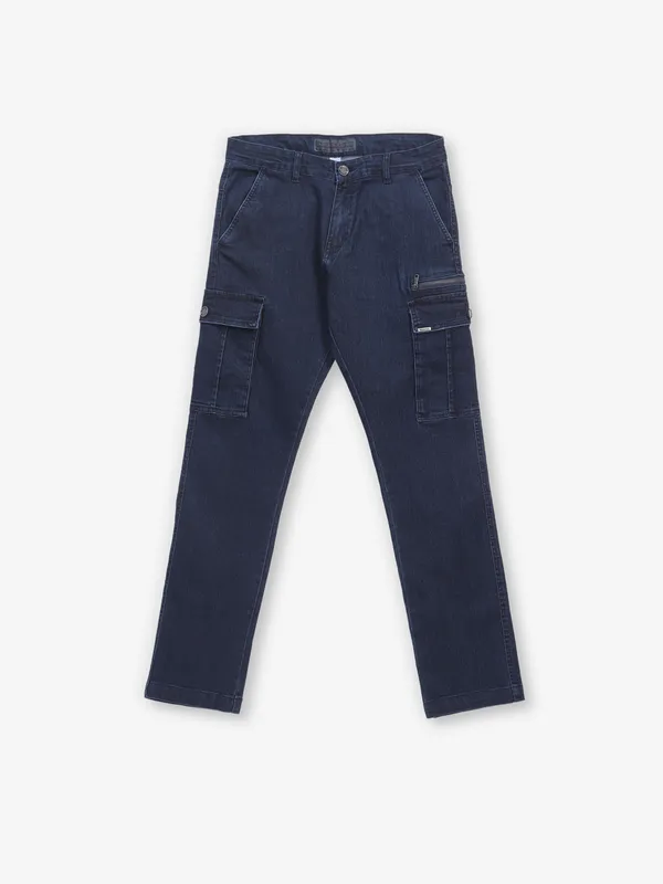 BEEVEE navy washed cargo fit jeans