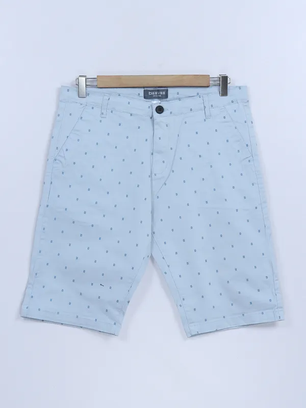 Beevee printed sky blue cotton shorts