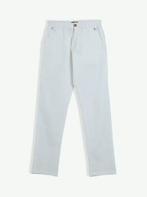 Beevee white solid cotton track pant