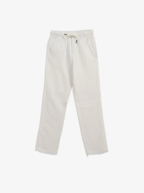 BEEVEE white solid cotton trackpant