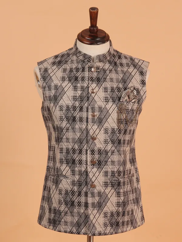 Beige tarry rayon waistcoat for men