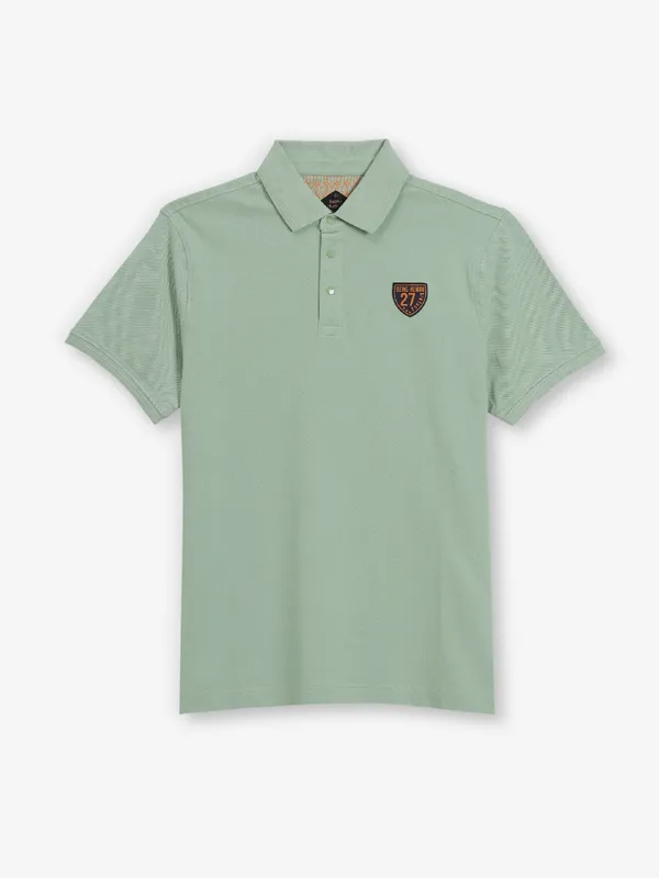BEING HUMAN plain pista green cotton t-shirt