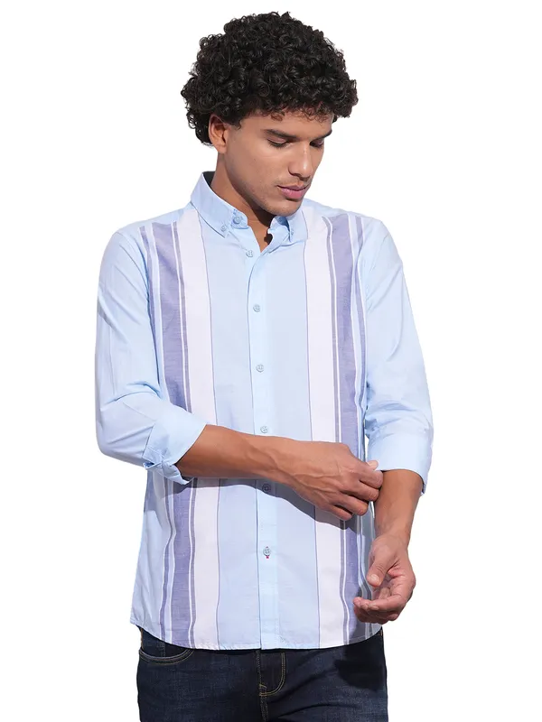 BEING HUMAN aqua blue casual shirt