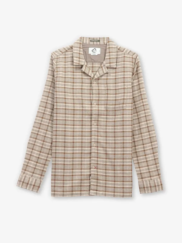 BEING HUMAN beige checks shirt